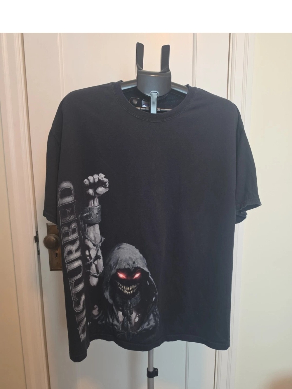 Vtg Y2K Hanes Heavyweight Disturbed Heavy Metal Band Tee Shirt XL Grim Reaper
